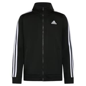 adidas Jaqueta de tricô icônica com zíper frontal para meninos Preto 5