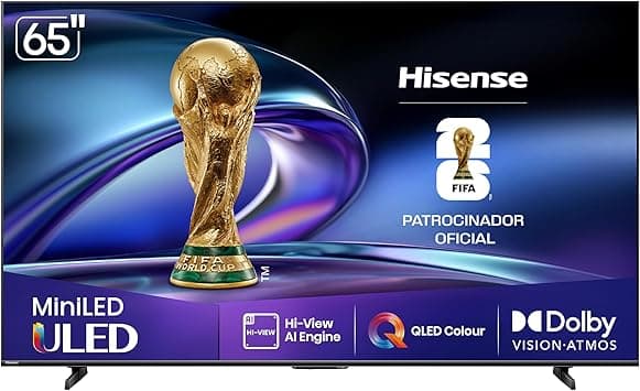 Hisense Smart TV 4K 65" Polegadas 65U6QV Mini LED com Dolby Vision, HDR10+, HDR10+ Adaptive, Dolby Vision IQ, Modo FilmMaker, Dolby Atmos, Compatibilidade Alexa, Google Home