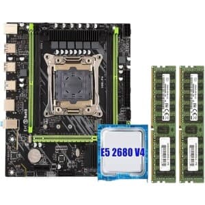 Soyo x99 placa-mãe lga 2011-3 conjunto kit xeon e5 2680 v4 processador cpu 16g = 1*16g ddr4 reg ecc memória ram m.2 no